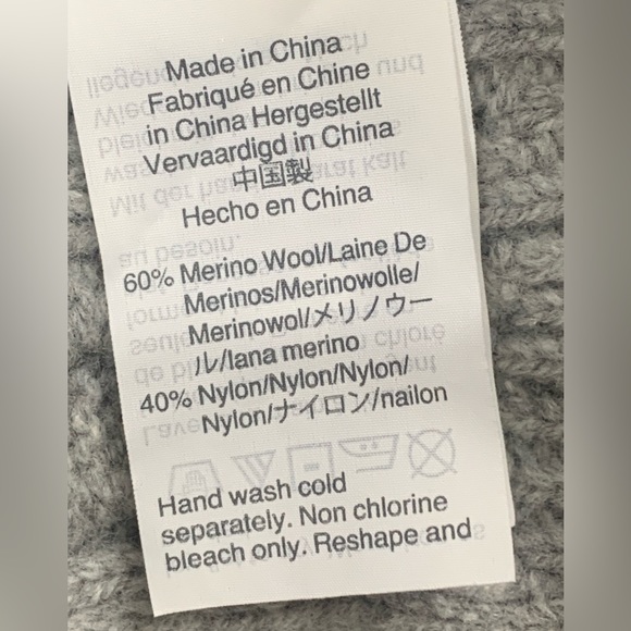 J. Crew Pullover Sweater Merino Wool Blend in Grey and Navy Blue size Large - Picture 9 of 12